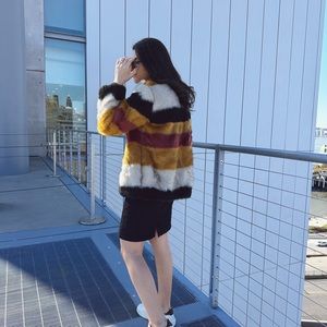 Zara stripped faux fur jacket